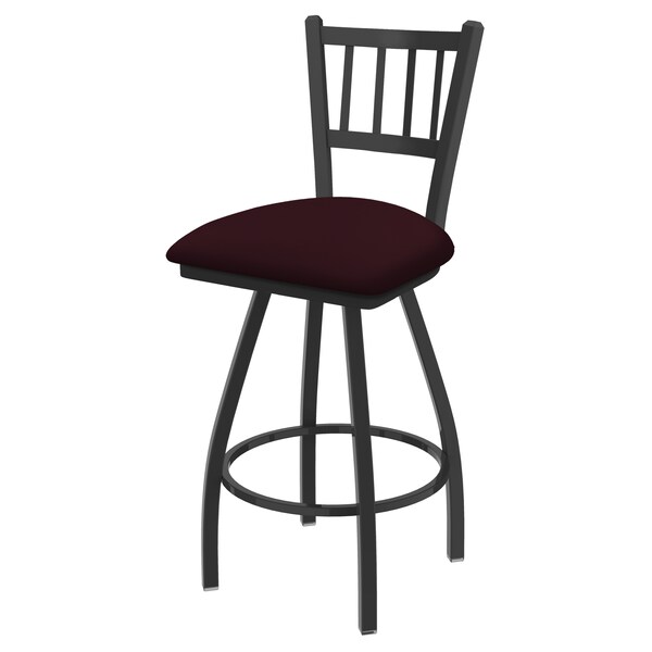 36" Swivel Bar Stool, Pewter Finish, Canter Bordeaux Seat